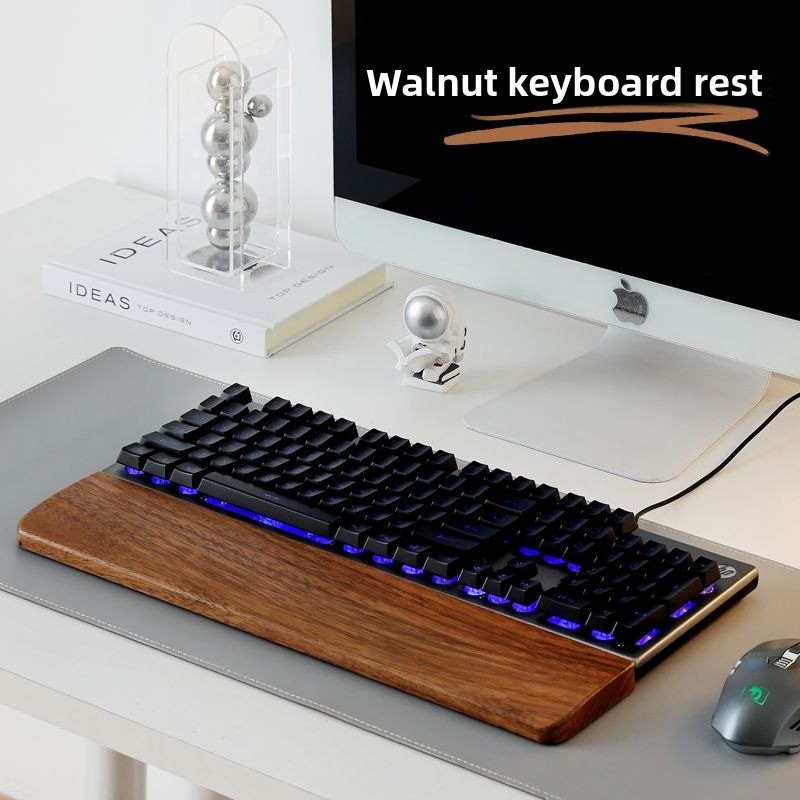 Gaming Keyboard And Mouse Combo - Teclado de madeira maciça descanso de