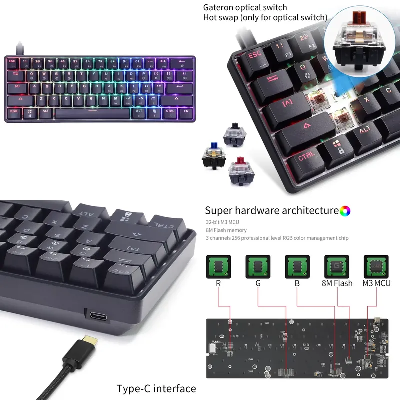 Gaming Keyboard Mechanical - Teclado Mecânico Gamer Skyloong GK61 SK61