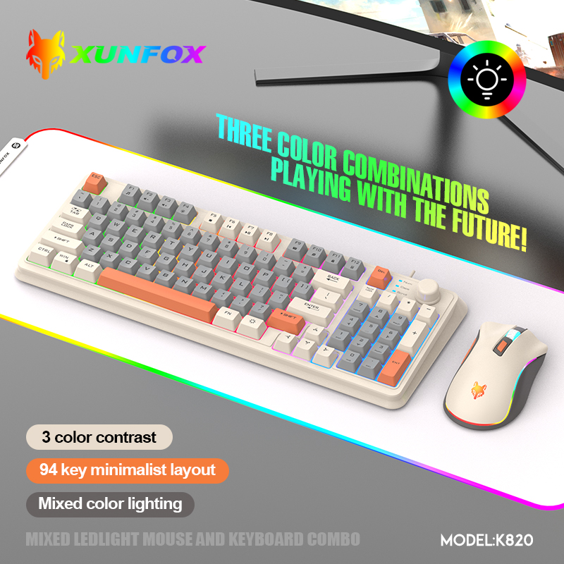 Gaming Keyboard And Mouse Combo - K820 USB com fio jogo teclado