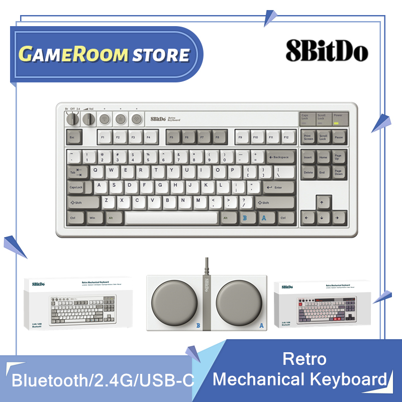 Gaming Keyboard Hot Swappable - Teclado mecânico retrô 8Bitdo, teclado para