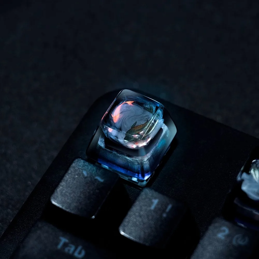 Keyboard Gaming Transparent - Keycap de peixe koi estilo chinês