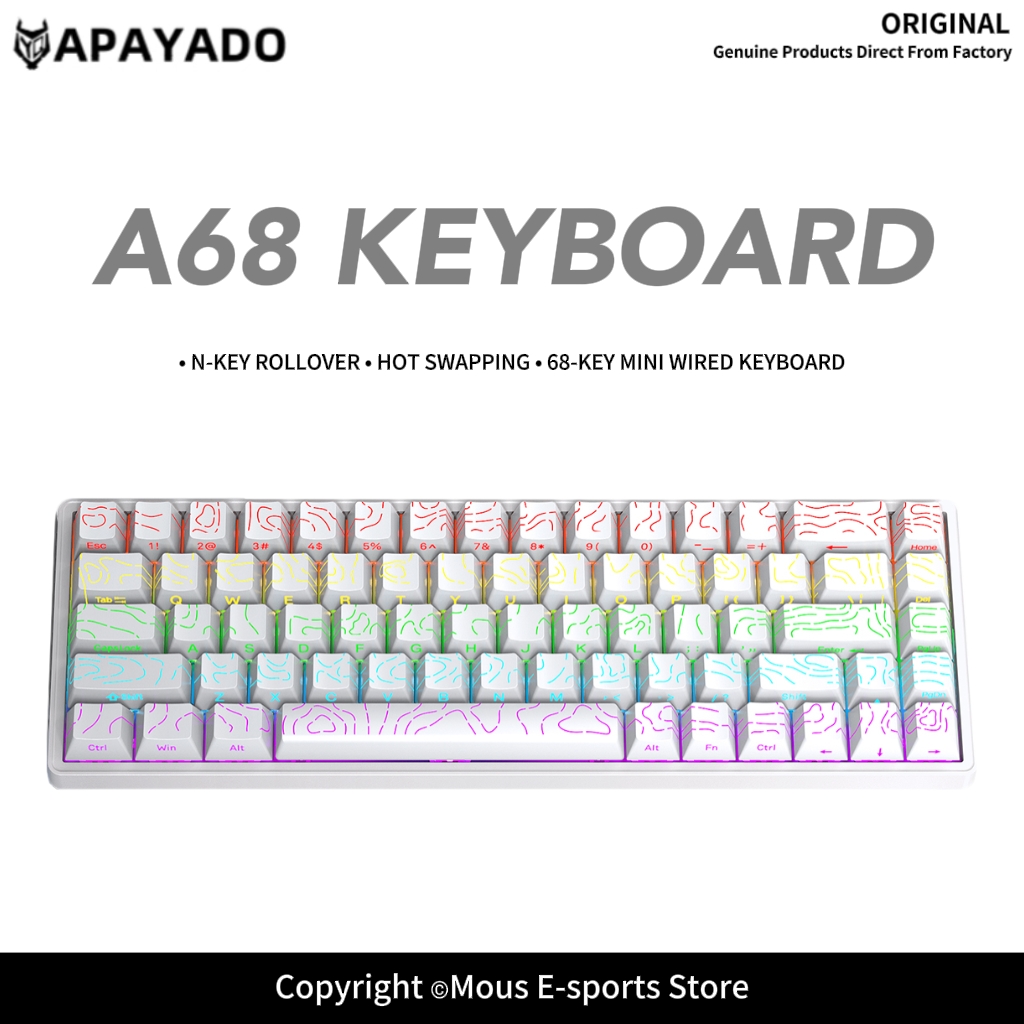 Gaming Keyboard Budget - Teclado Mecânico APAYADO A68 com Fio,