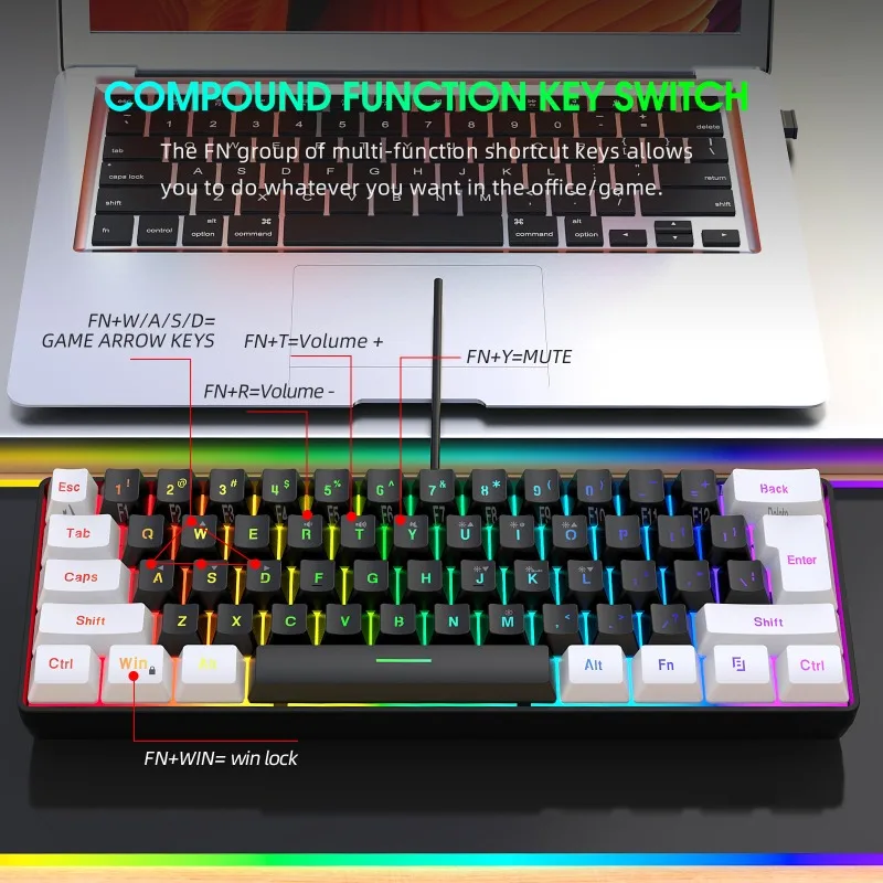 Kit de Teclado e Mouse 60% par - Gaming Keyboard And Mouse Combo avaliação e preço