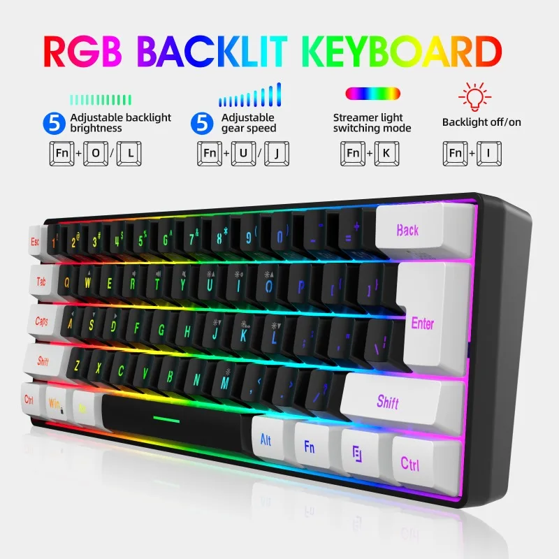Kit de Teclado e Mouse 60% par - Gaming Keyboard And Mouse Combo avaliação e preço