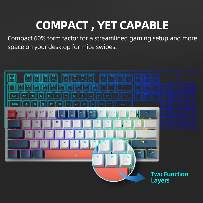 K500-B61achenike Mini Keybaord - Gaming Keyboard Hot Swappable avaliação e preço