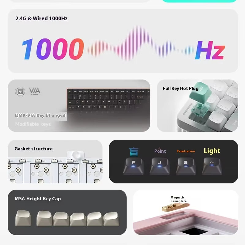 Teclado mecânico sem fio 3 mod - Gaming Keyboard No Noise avaliação e preço