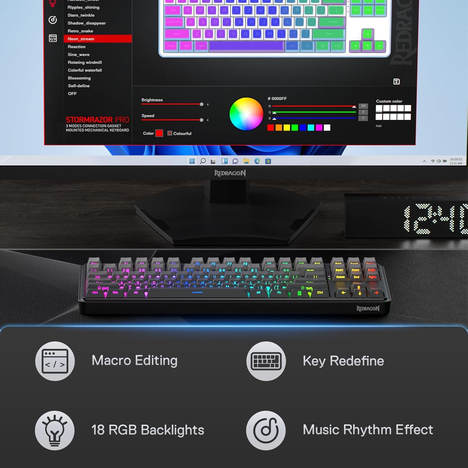 Redragon k707 pro gb 80% gaxet - Gaming Keyboard No Noise avaliação e preço