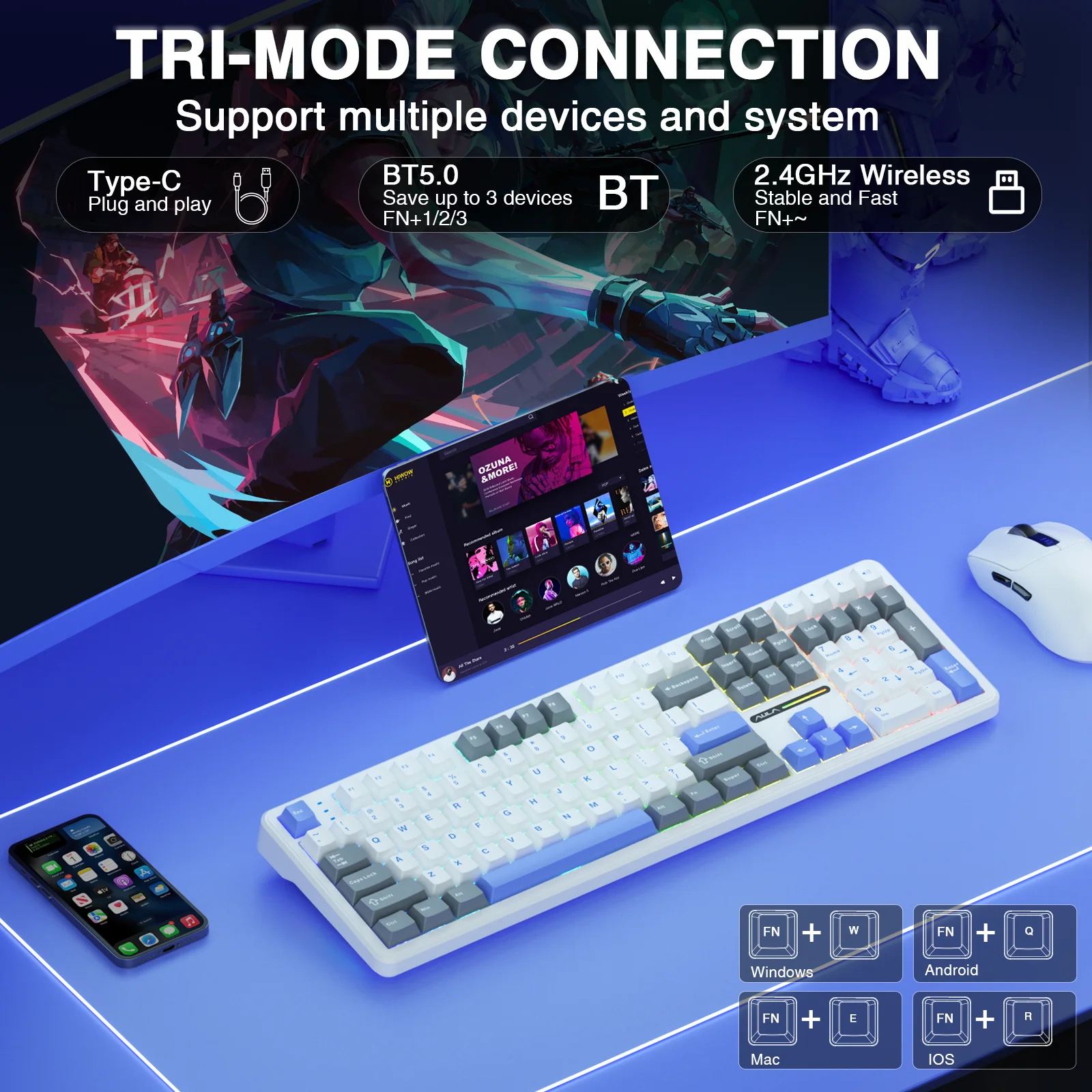 AULA F108 Teclado sem fio Inte - Gaming Keyboard No Noise avaliação e preço
