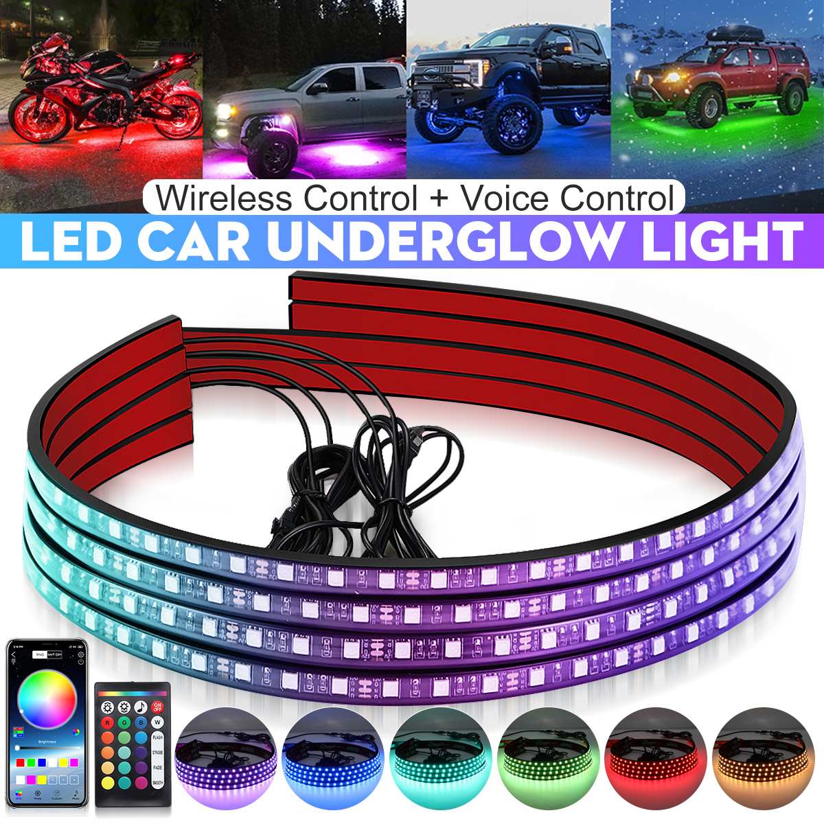 Sem fio led carro flexível und - Rgb Underglow Strip avaliação e preço