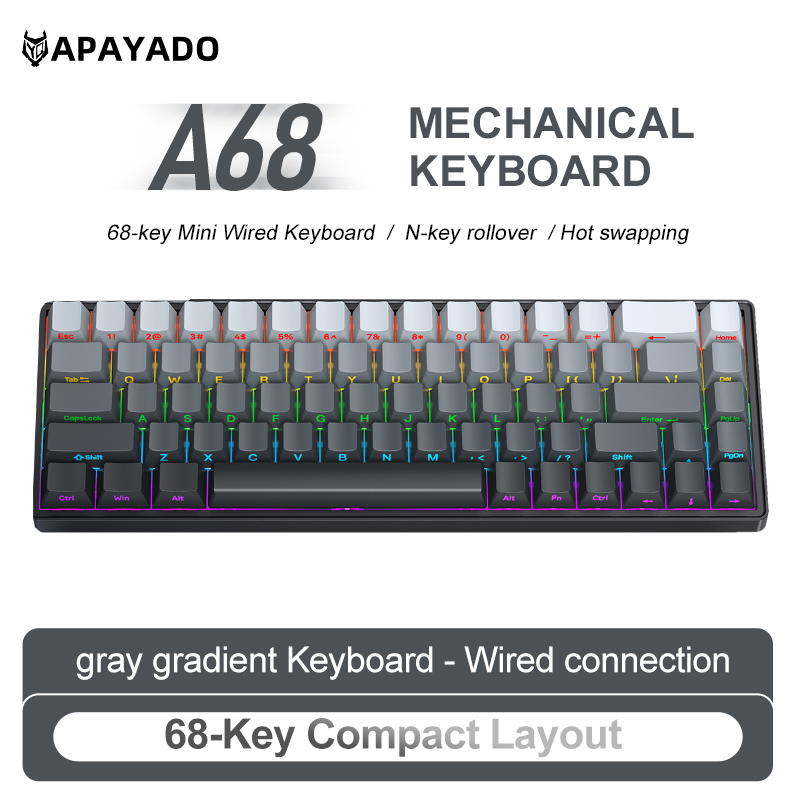 Teclado Mecânico APAYADO A68 c - Gaming Keyboard Budget avaliação e preço